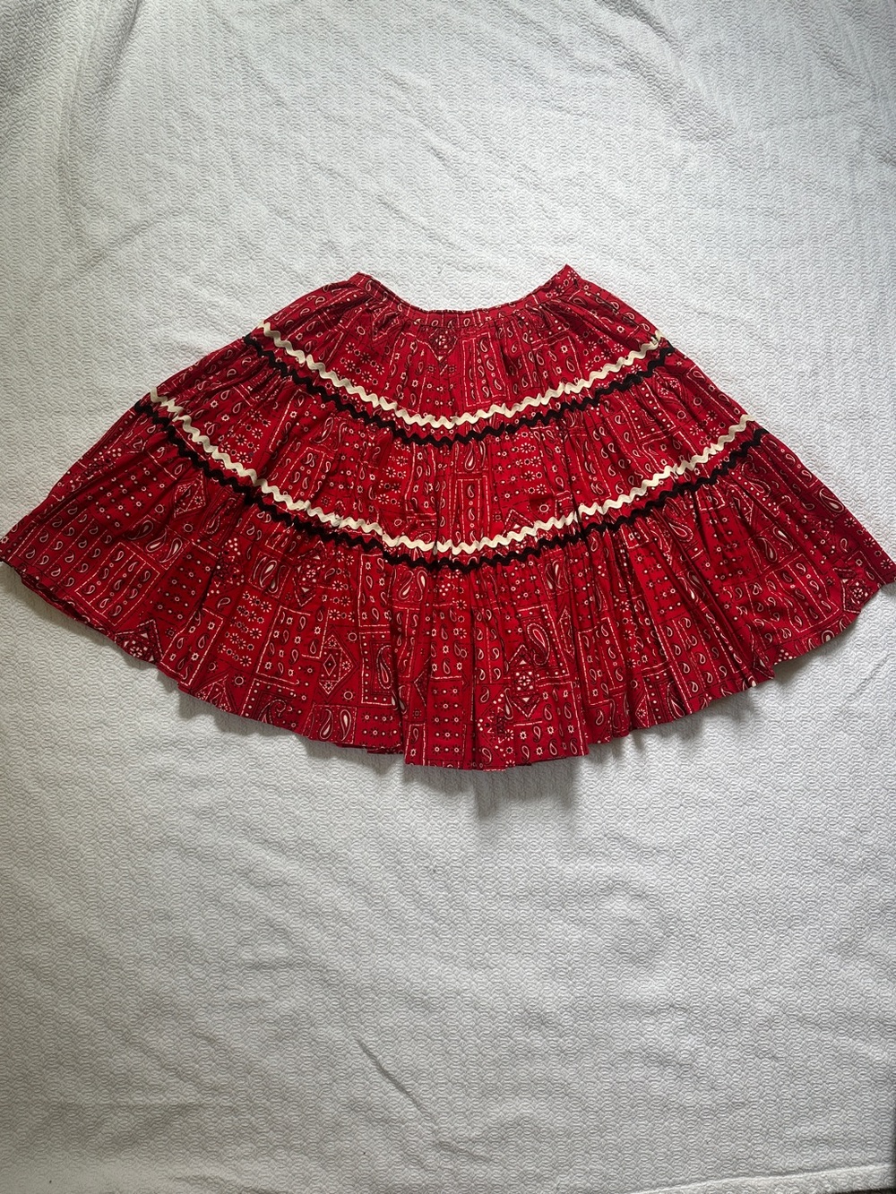 Red Tiered Bandana Print Skirt